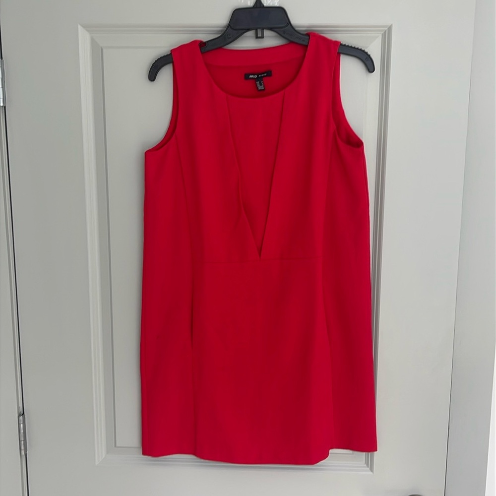 Mango - Red Sleeveless Dress with Front Pockets, Size: USA S to M